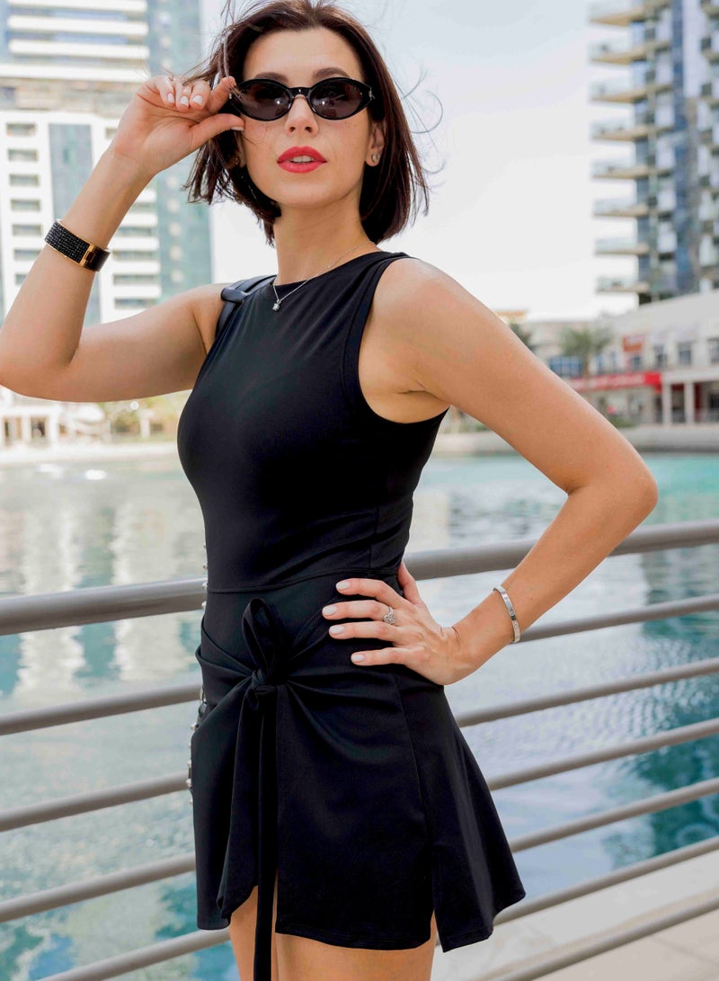 SVL Padel & Tennis Dress with Built-in Shorts - Black - SVL - Image 5